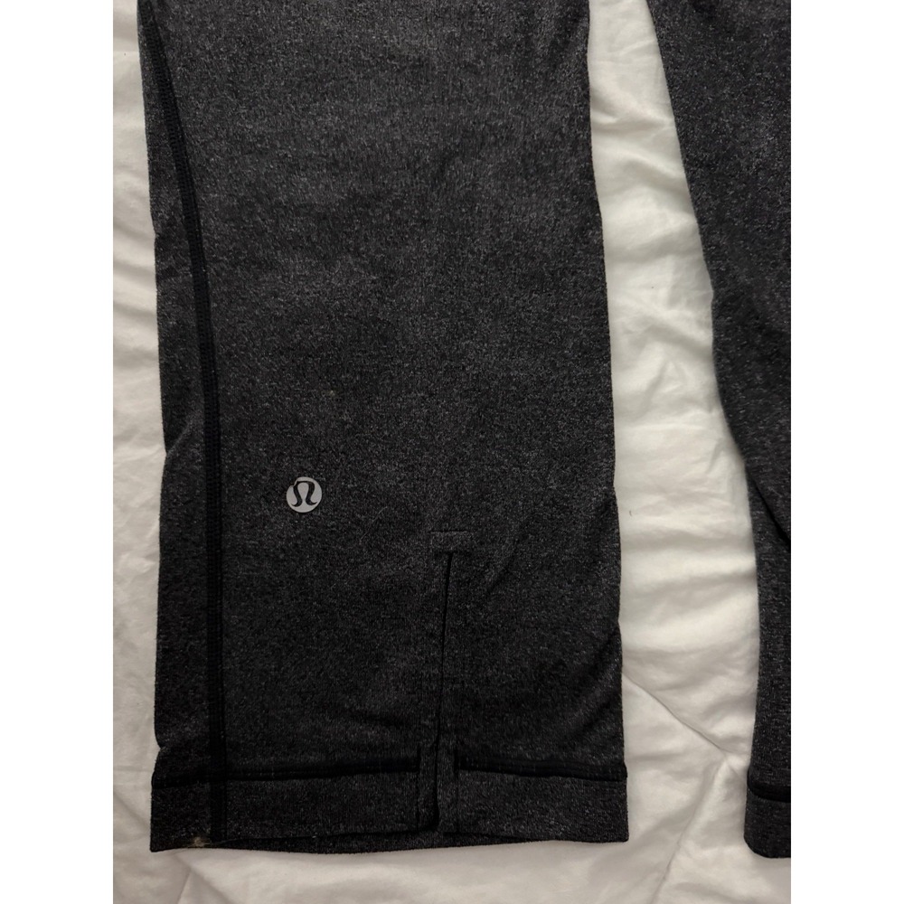 Lululemon Tadasana Slit Crop Leggings Yoga Women's Size 4 Luon Heathered Black - Picture 4 of 9